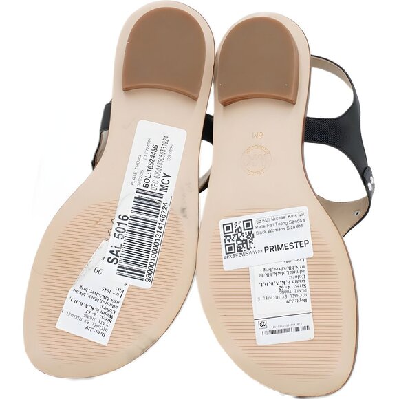 Michael Kors MK Plate Flat Thong Sandals Black T-Strap Logo Women's US 6M - Picture 6 of 6